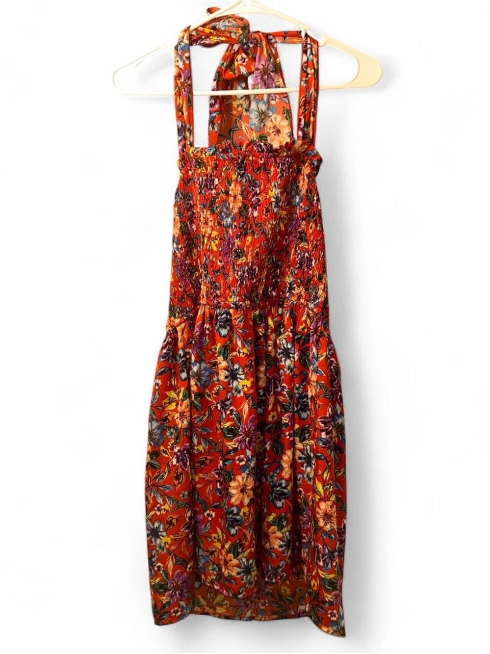 Band of Gypsies Rust Floral Halter Midi Dress